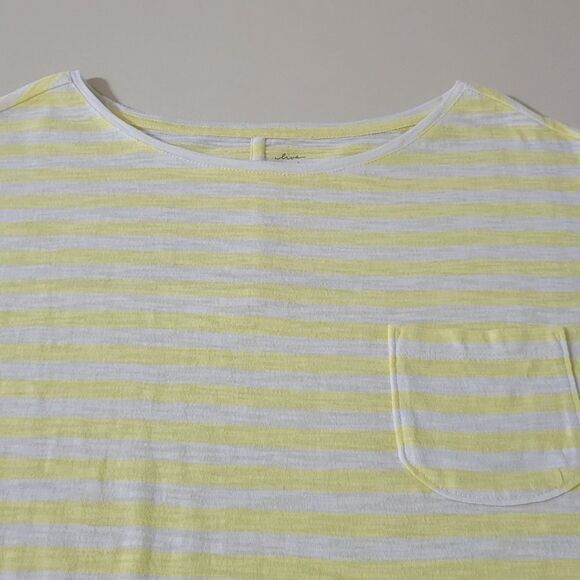 Loft Ann Taylor Yellow Stripe Cap Sleeve  Pullover Top - Picture 7 of 15
